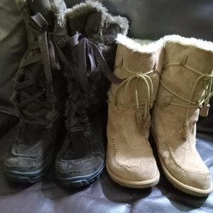 Earth Origin Suede Faux Fur Lined boots - 1 Dark Choco Brown and 1 Light Tan